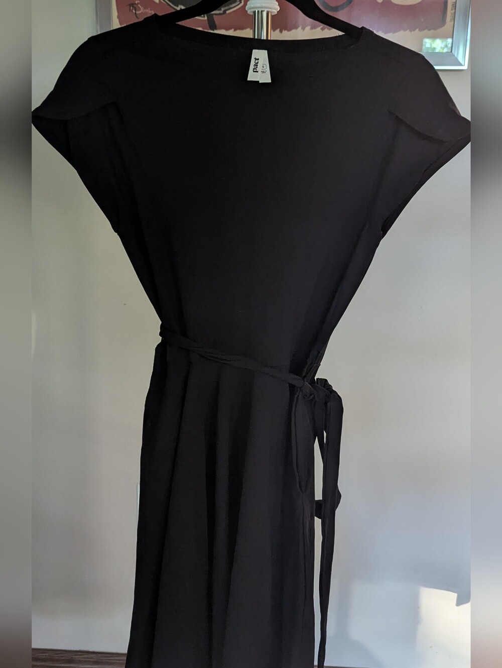 Pact Black Organic Cotton Petal Sleeve Fit & Flare Dress - Small $28. Pockets!